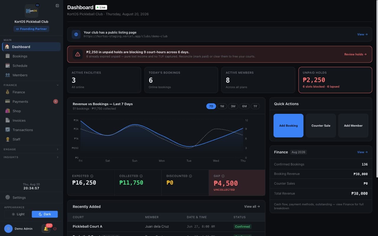 KortOS owner dashboard